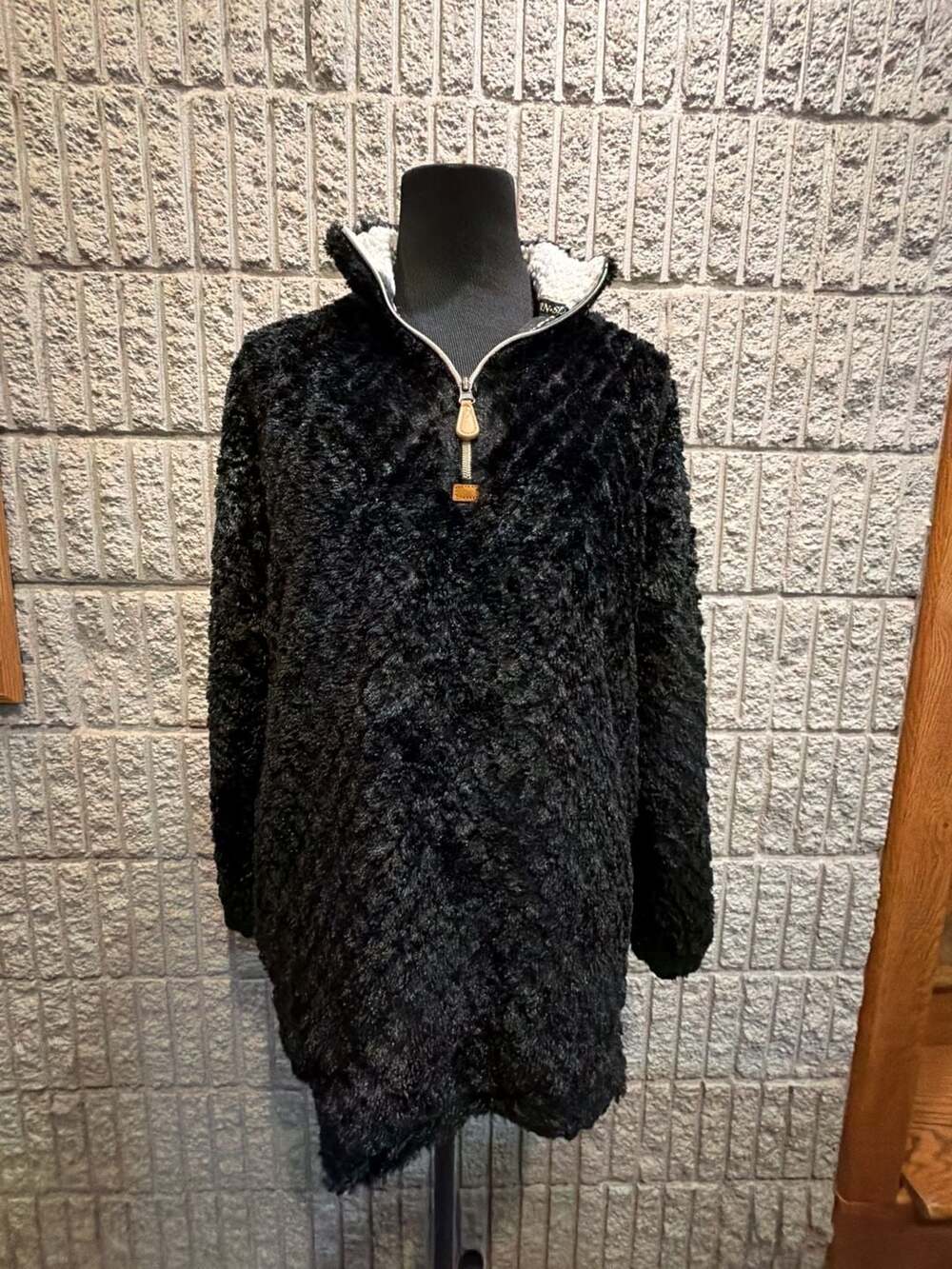 651 Simply Southern Quarter Zip Fleece Pullover Black